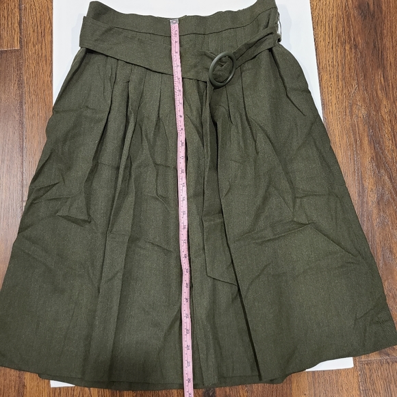 Talbots Vintage olive wool pleated skirt Sz 12 W - Picture 8 of 9